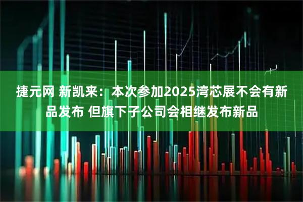 捷元网 新凯来：本次参加2025湾芯展不会有新品发布 但旗下子公司会相继发布新品